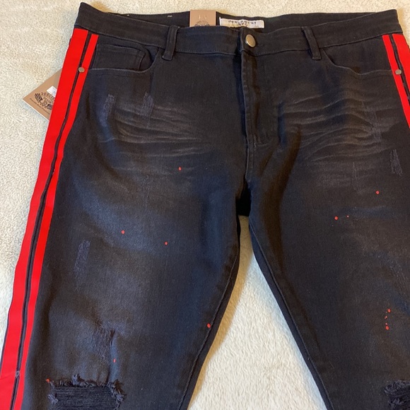 Reelistik NWT Red Paint Skinny Jeans - 40x32 Designer Men’s Jeans Black Jeans - Picture 5 of 8